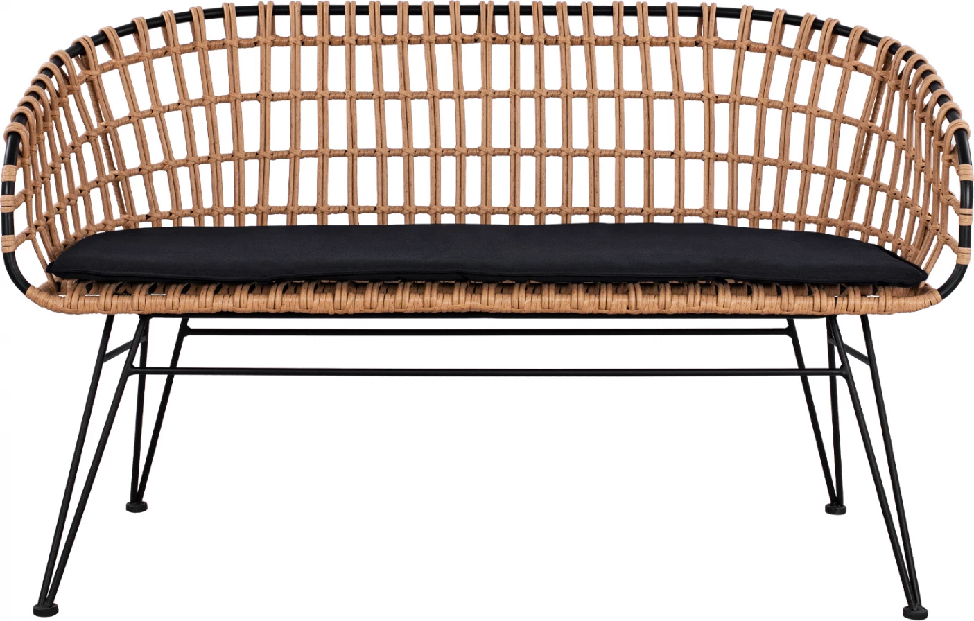 Kovinska klop Allegra FH5692 s pletenjem Črno-Bež 124x57x77cm