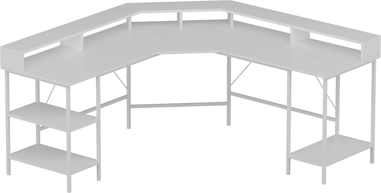 Kotna delovna miza Skye Decor Power Raflı L, bela