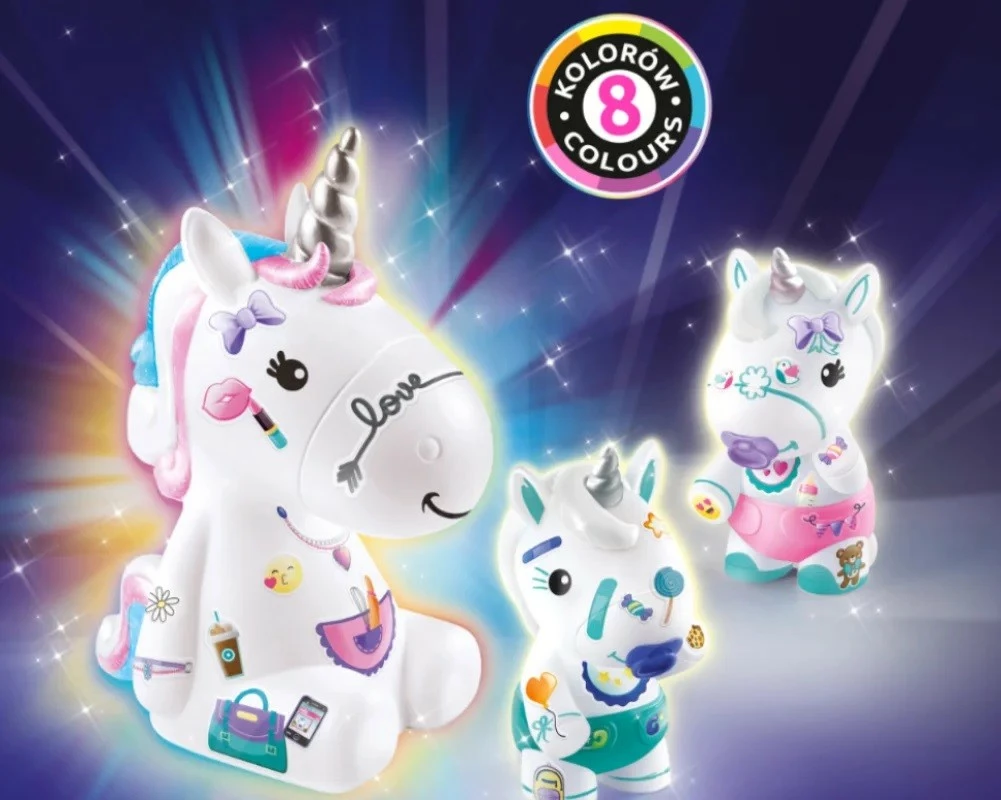 Set DIY svetlečih figur enorogov, Epee Glowing Decorozes, EP60047, večbarven