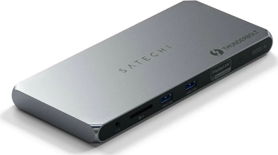 Stacion za priklop Satechi Thunderbolt 4, 2x USB-A, 2x HDMI, Ethernet, srebrne barve