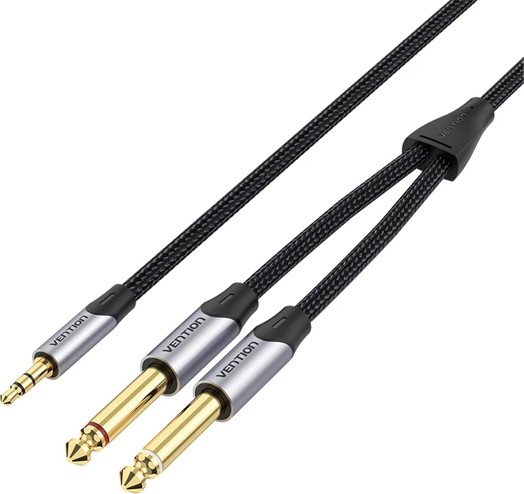Audio kabel Vention BARHK, 3,5 mm na 2x 6,35 mm, 8 m, siv