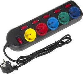 Podaljšek z vtičnicami Maclean MCE204M, 1,5 m, 5 AC vtičnic, črn