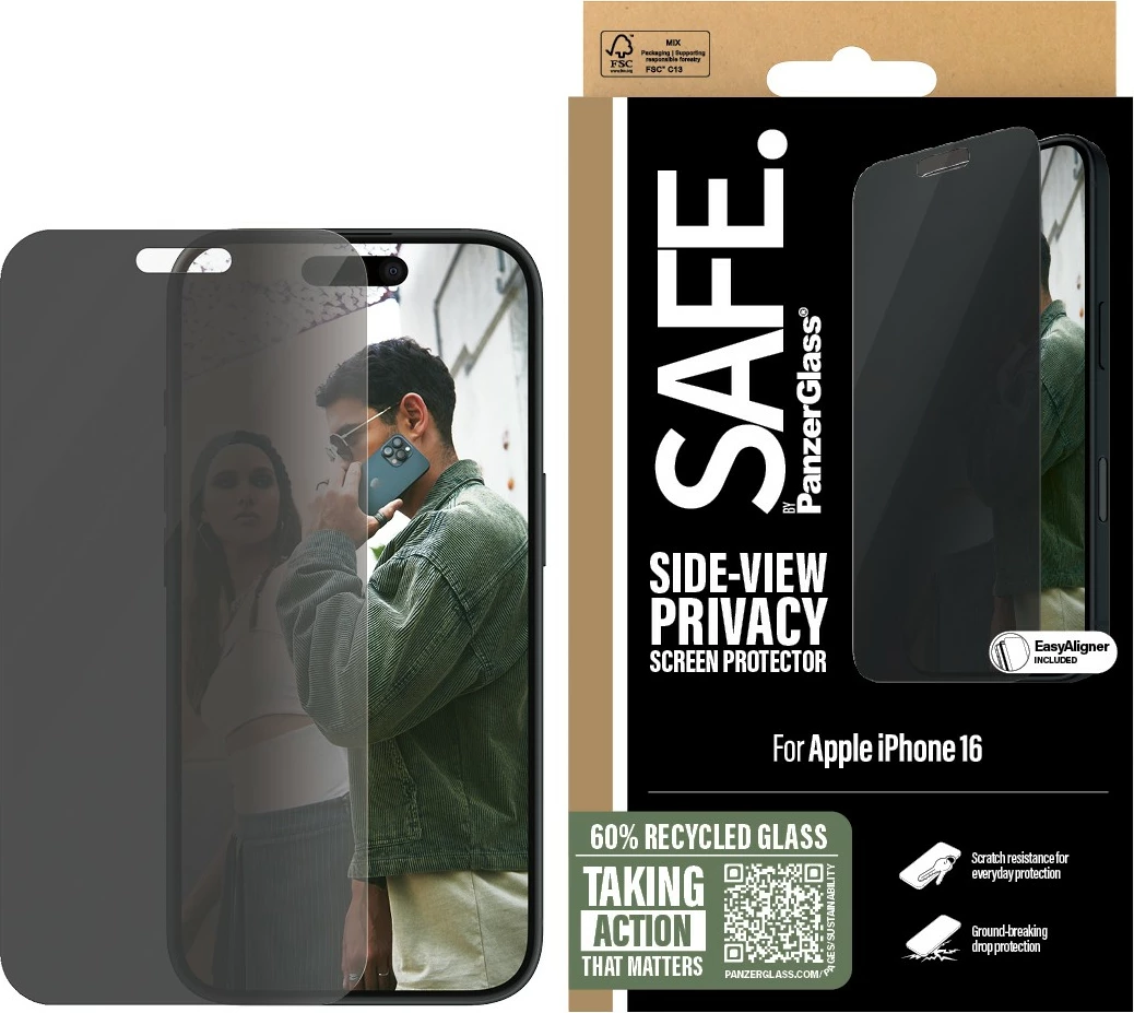 Zaščitno steklo za zasebnost PanzerGlass za iPhone 16/15, prozorno