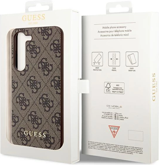 Ovitek za telefon Guess 4G Charms Collection za Samsung Galaxy A55, rjav