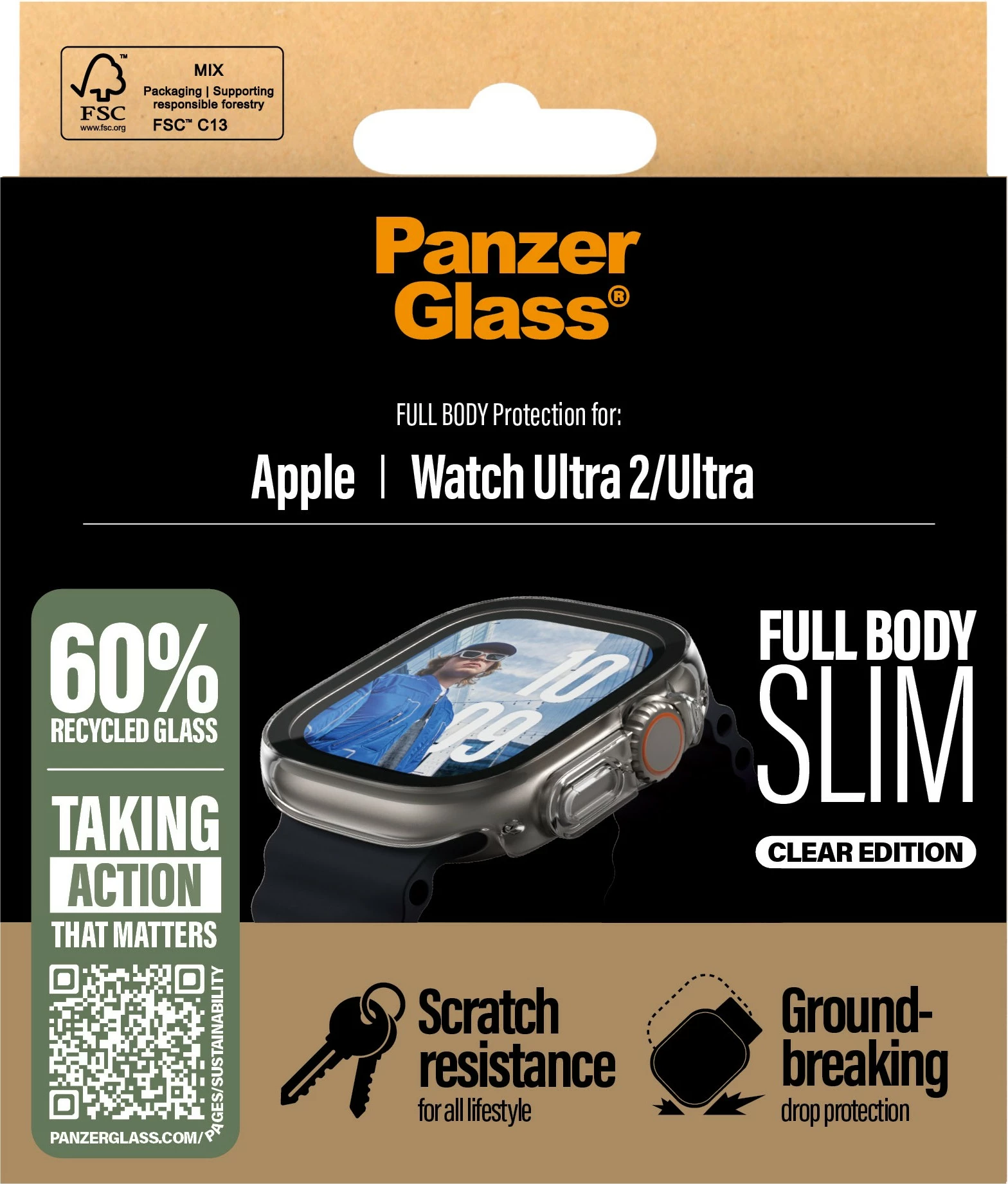 Zaščitni zaslon PanzerGlass za Apple Watch Ultra 2, prozoren