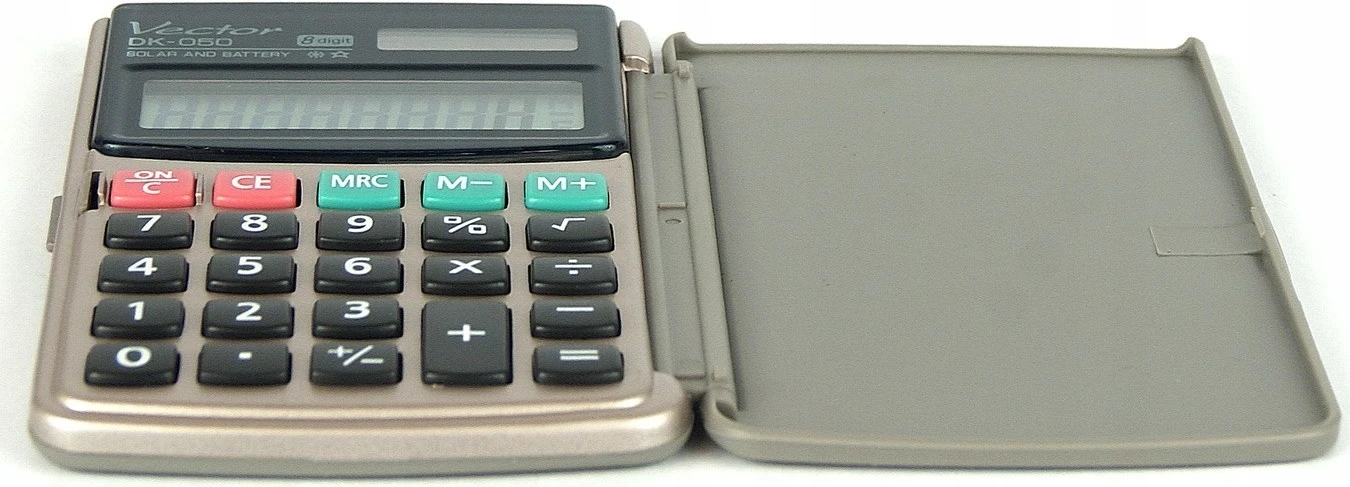 Kompakten žepni kalkulator, Vector DK-050, 8 mest, siv