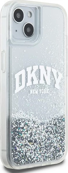 Ovitek za telefon s tekočimi bleščicami in velikim logotipom za iPhone 15/14/13, DKNY, bel