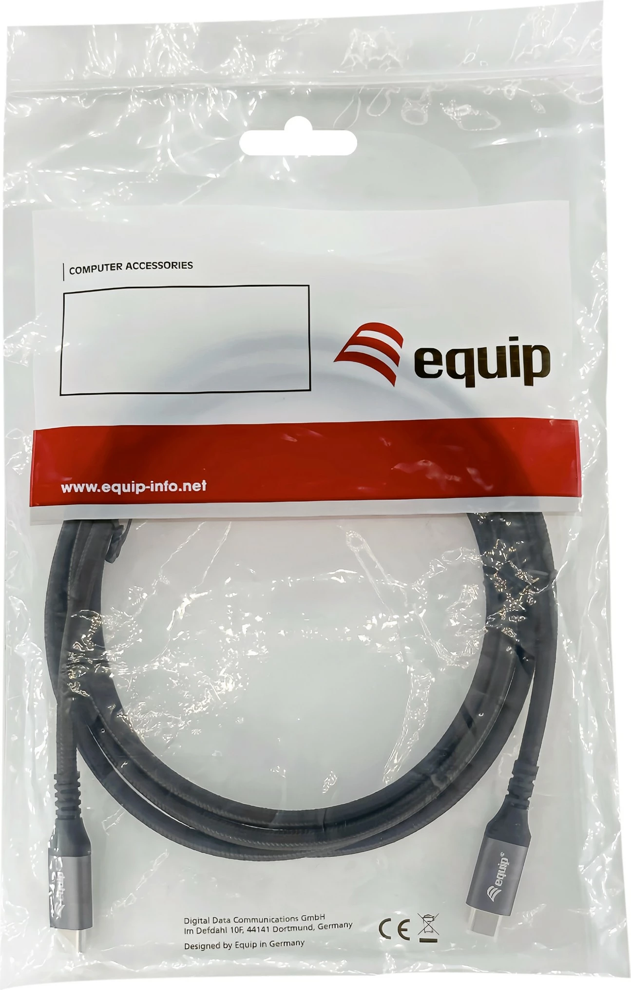 Napreden USB4 Gen 2x2 Type-C na Type-C kabel Equip 128382, 2 m, 20 Gbps, 100 W, črn