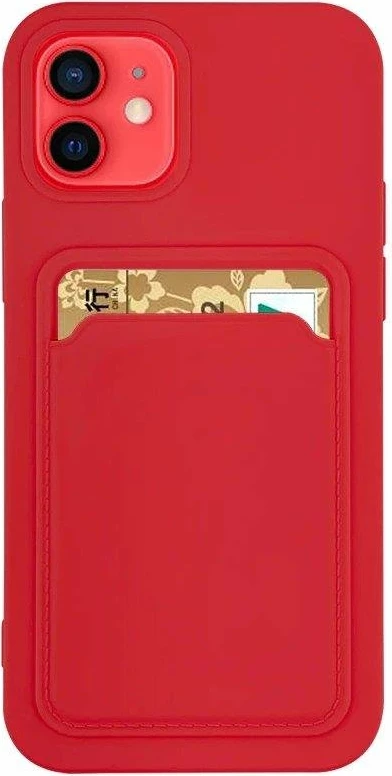 Silikonski ovitek za telefon z režo za kartice Hurtel Card Case, za Xiaomi Redmi Note 10 5G / Poco M3 Pro, rdeč