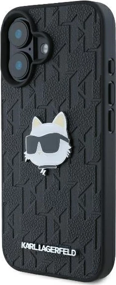 Zaščitni ovitek Monogram Choupette Karl Lagerfeld za iPhone 16, črn