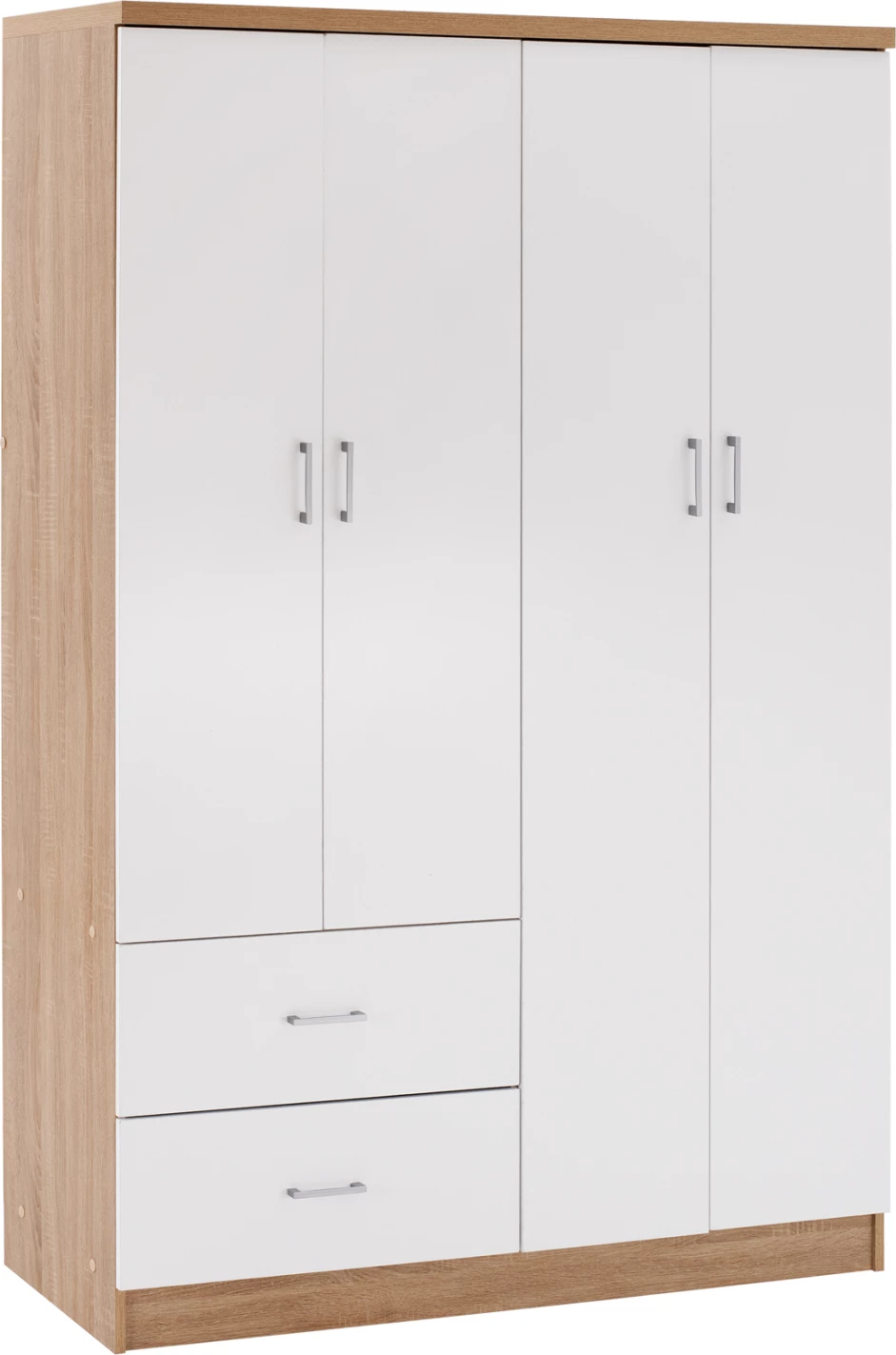 Garderobna omara s 4 vrati in 2 predaloma FH339.06 sonama bela 120x42,5x180,5 cm