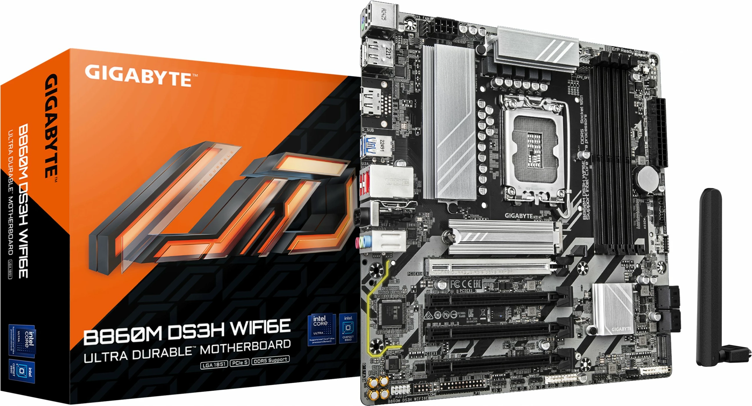 Matična plošča Gigabyte B860M DS3H, LGA1851, Wi‑Fi 6E