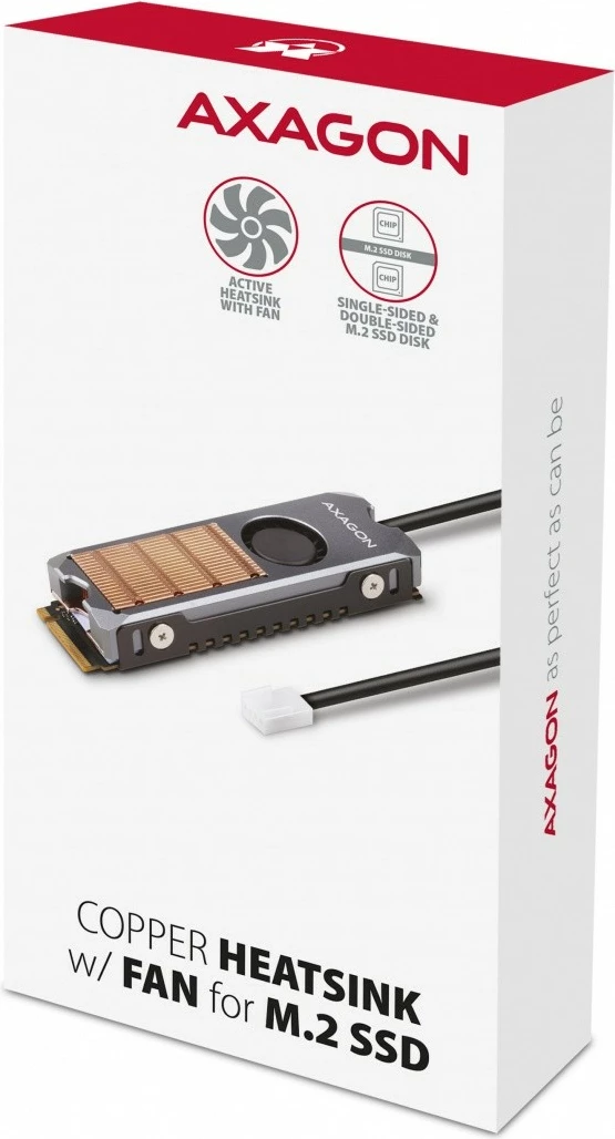 Aktivni hladilnik za SSD M.2 AXAGON CLR-M2FAN, baker, 76x24x12 mm