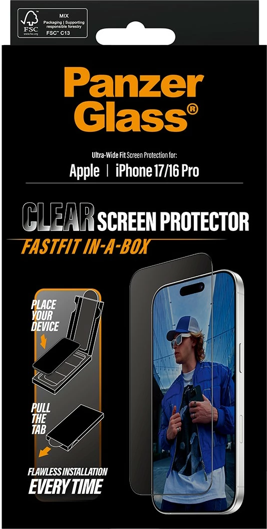Mreža za zaščito zaslona PanzerGlass za iPhone 17 UWF, črno ohišje