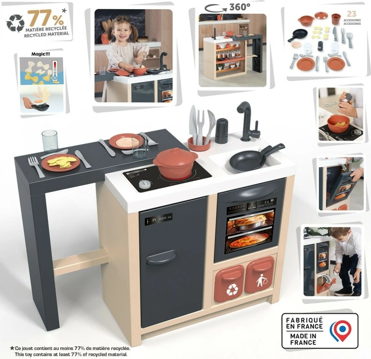 Igralni set kuhinje Smoby Kitchen Island, plastičen, večbarven, s 23 dodatki
