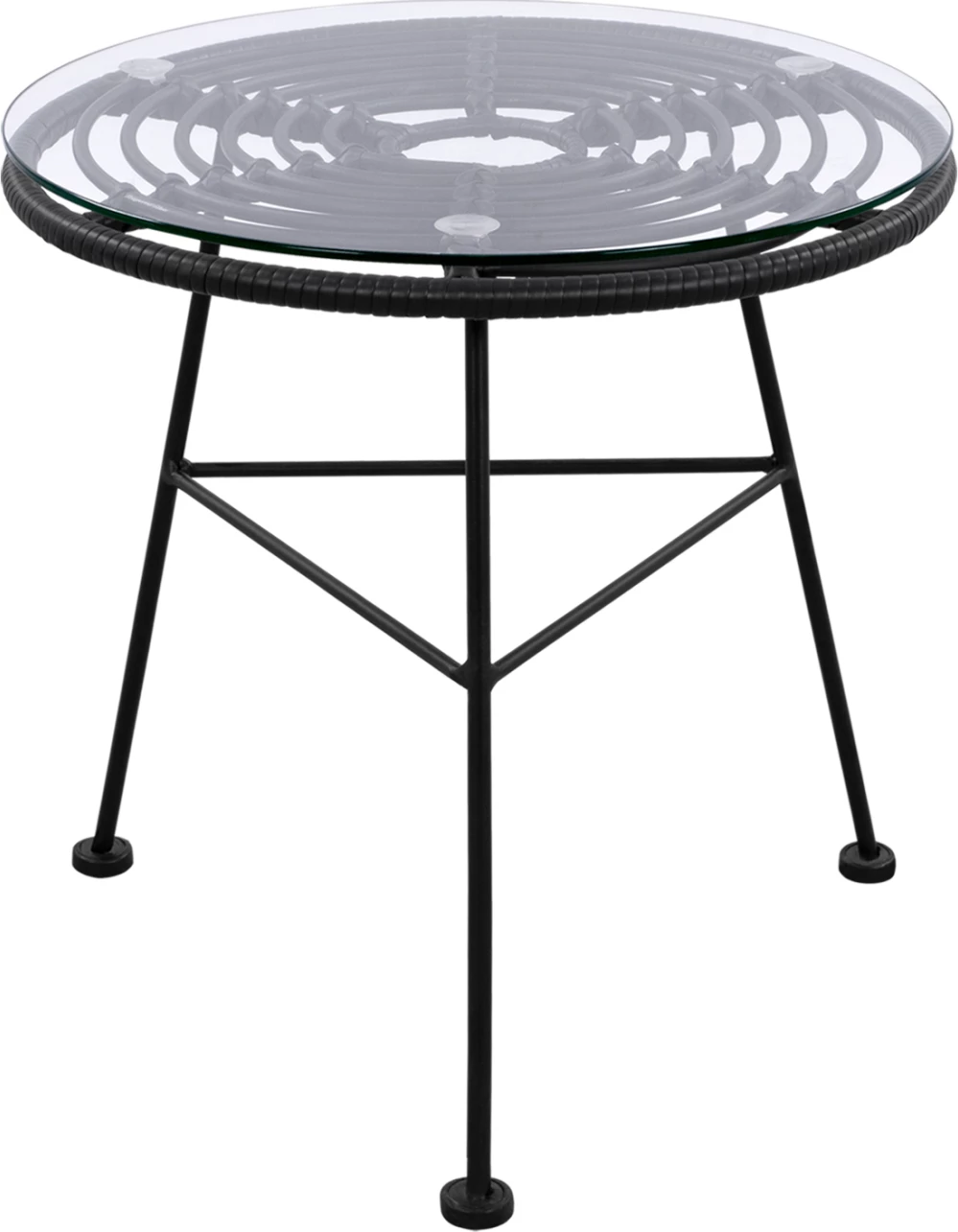 Kovinska miza Allegra s pletenim materialom v črni barvi in steklom FH5459.02 '45x46cm