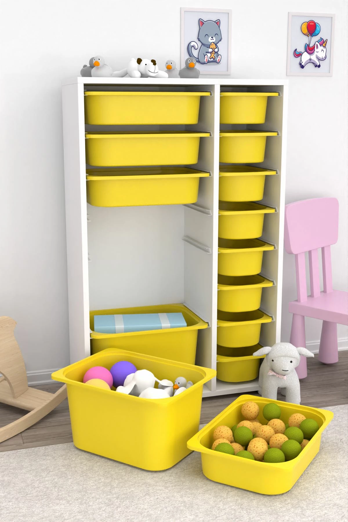 Večnamenska omara, bela in rumena, Hanah Home Rine 2D4K8U