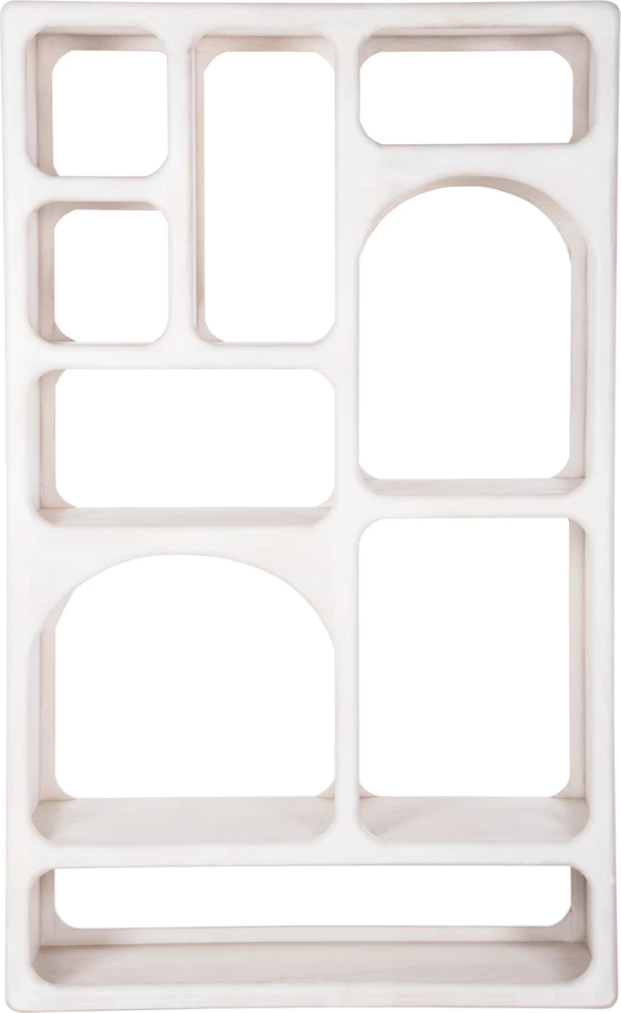 Knjižna omara HANDYR FH9707 iz masivnega mangovega lesa v beli barvi 100x35x165Hcm