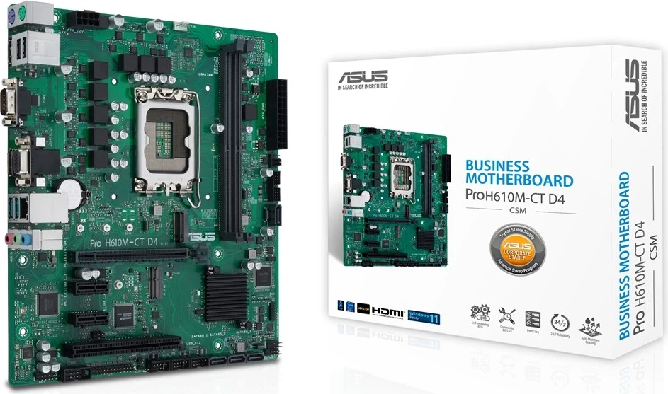Plošča ASUS PRO H610M-C D4-CSM, Intel H610 LGA 1700, micro ATX