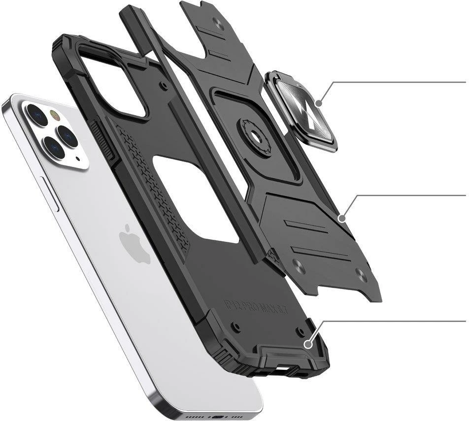 Ovitek z obročkom in stojalom za iPhone 13 mini Wozinsky Ring Armor, srebrn