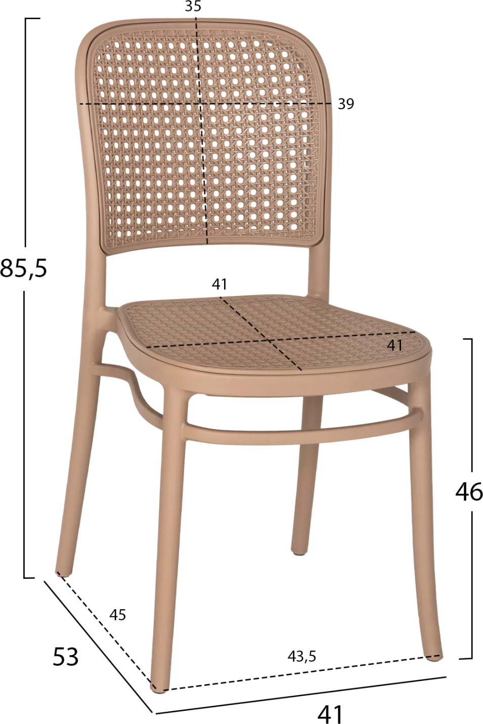 Stol iz polipropilena FLOW FH5937.03 kapučino sedež in naslonjalo 41x53x85,5Hcm
