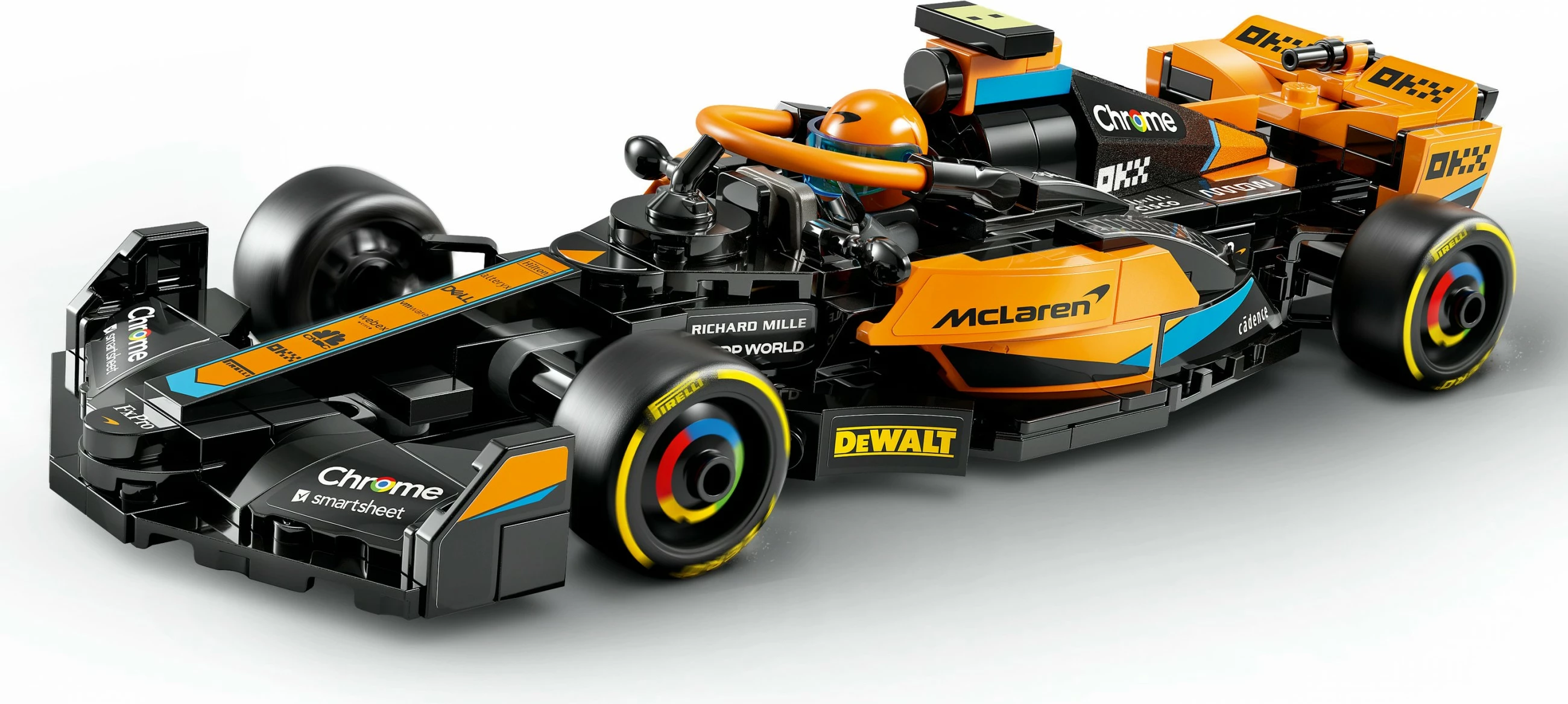 Model dirkalnega avtomobila McLaren Formula 1 2023, 245 kosov, večbarven