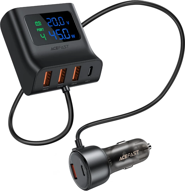 Polnilec za avto Acefast B11, 138 W, 6 priključkov USB-A/USB-C, črn