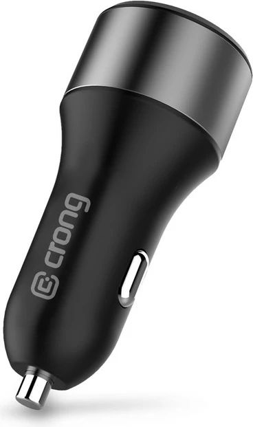 Avtomobilski polnilec CRONG CRG-PWRC-USBC63-BLK, 63W, 1x USB-C PD 45W + 1x USB-A QC 3.0 18W, črn