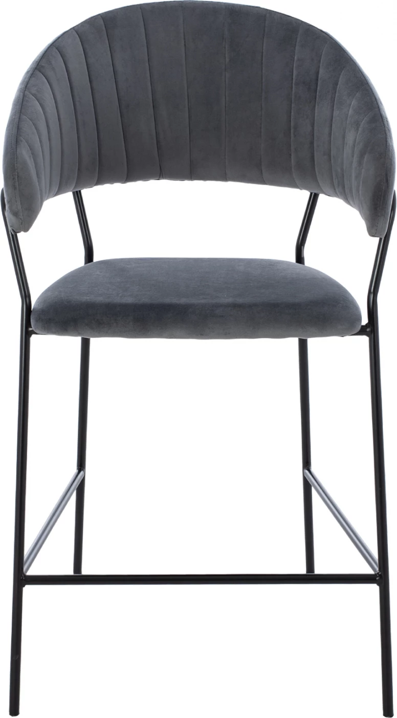 Srednje visok stol HM8734.01 sivo žamet s črnim okvirjem 60x55x100Y cm, set 2 kosov