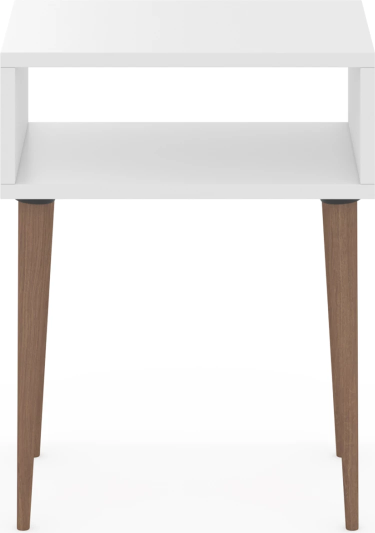 Nočna omarica TODD FH18183.01 melamin v beli barvi - noge v barvi naravnega lesa 45x30x58Hcm