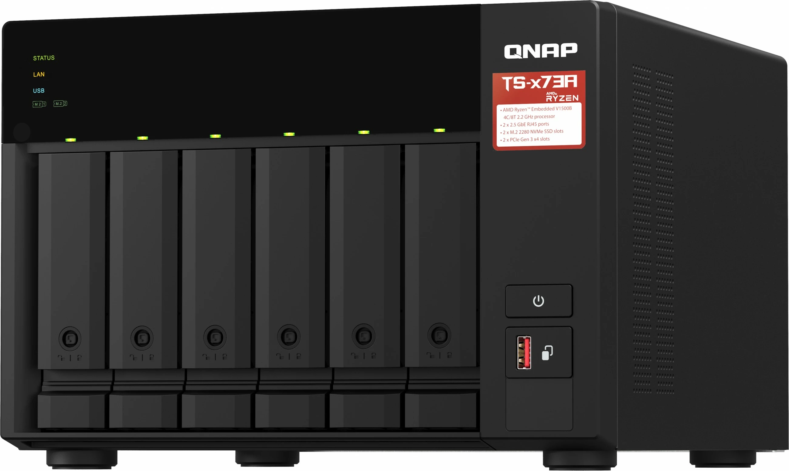 NAS QNAP TS-673A, stolp, AMD Ryzen V1500B, 8 GB, DDR4