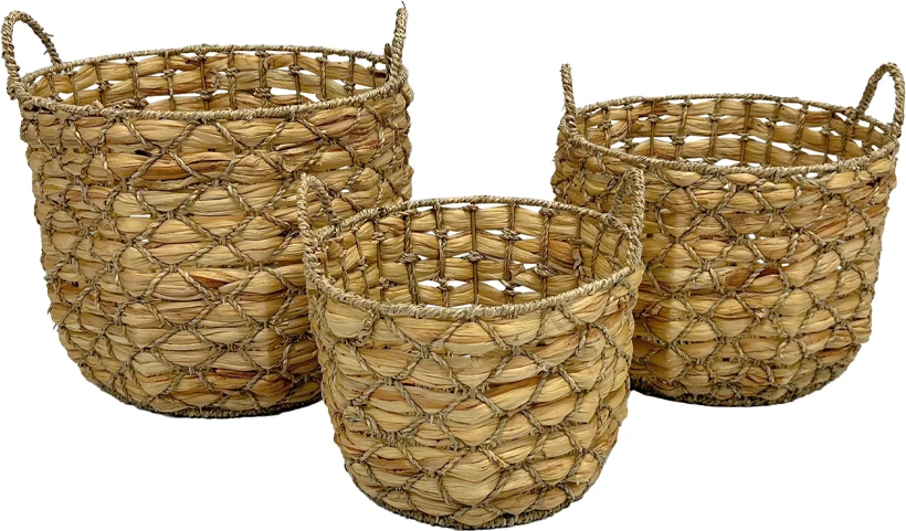 Set 3 košar iz naravnega hijacinta, 37x37x36 cm HANDYCONE