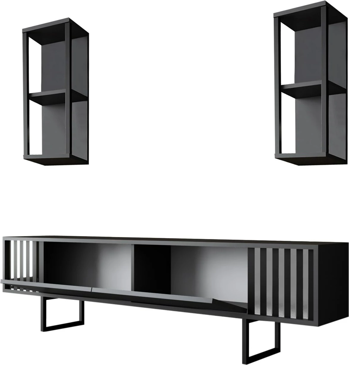 Pohištveni set za dnevno sobo, Chrome Line - Hanah Home, antracit, črn