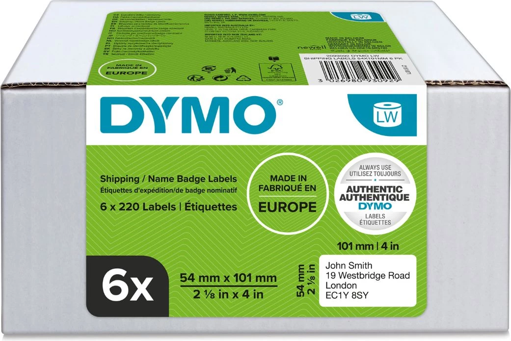 Samolepilne etikete Dymo 2093092, 54 x 101 mm, 6 x 220 kos, bele