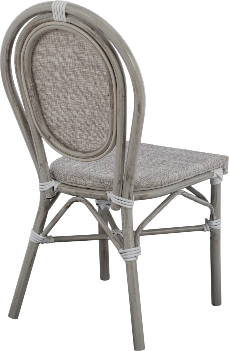 Aluminijasti stol videza bambusa patina siva s tekstilom 45x57x88 cm