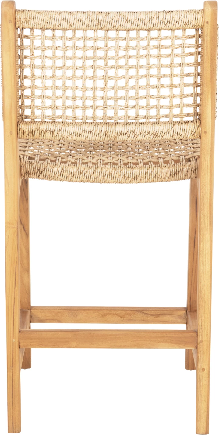 Barski stol z naslonjalom BORIS FH9381.11 iz tikovine in vrvi VIRO 46x53x96 cm