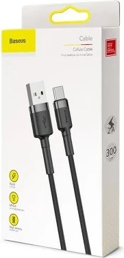 USB kabel Baseus CATKLF-UG1, 3 m, USB A na USB C, črn