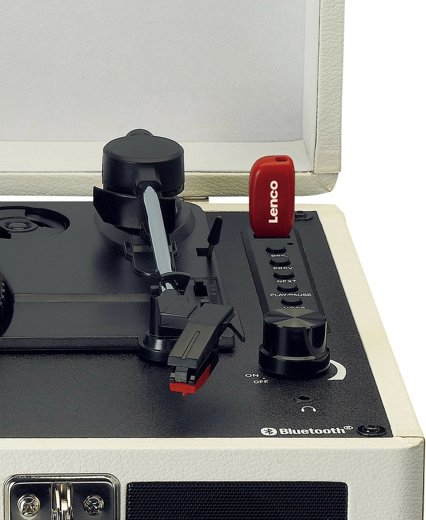 Prenosni gramofon, Bluetooth, 2 zvočnika, USB, krem — Lenco TT-115