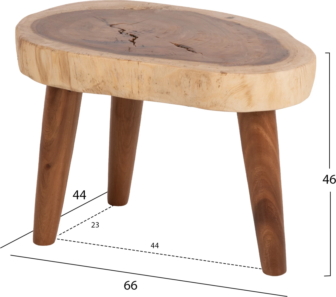 Klubska miza DOMPU FH9630 iz masivnega lesa suar 8 cm debela mizna plošča 66x44x46H cm