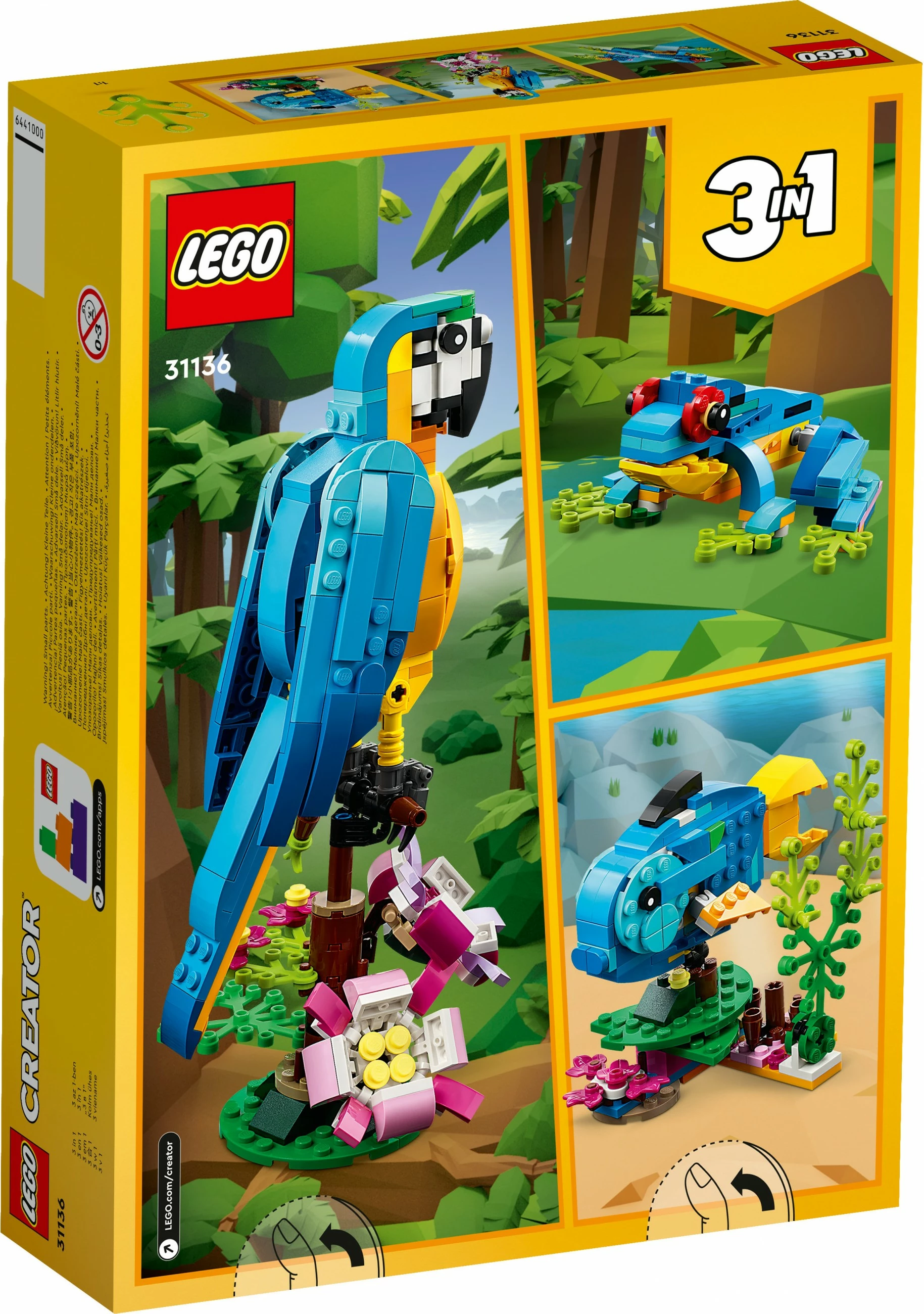 Set gradnje 3-v-1 ekzotični papagaj, LEGO Creator, 253 delov, večbarven