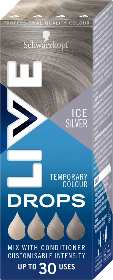 Časna barva za lase Schwarzkopf Live Drops Ice Silver, 30 ml