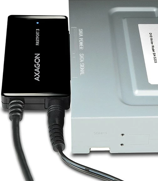 Adapter USB 3.0 na SATA za HDD/SSD 2,5", 3,5", 5,25", črn - AXAGON ADSA-FP3 FASTport3, z napajalnikom