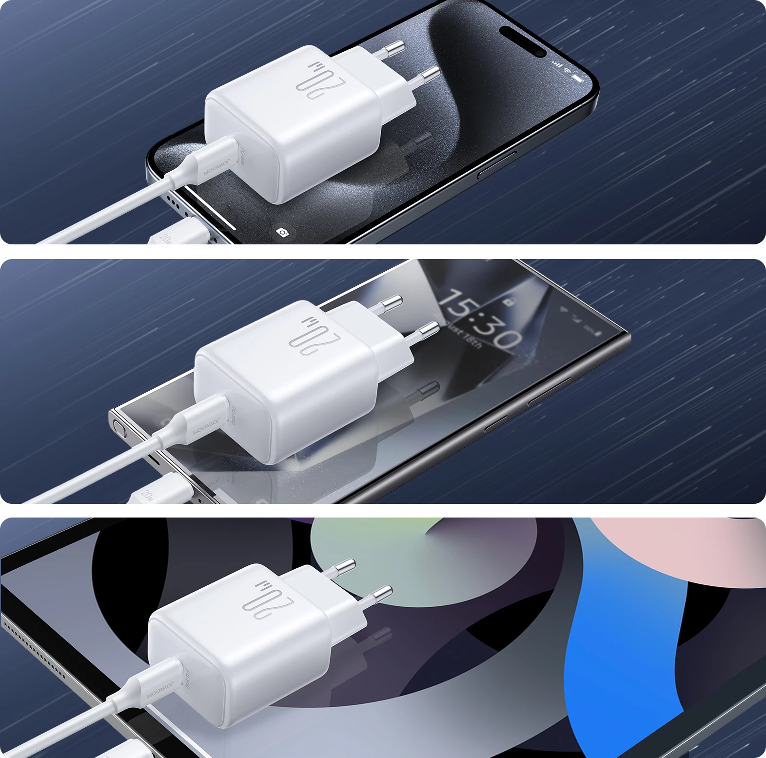 Stenski polnilec Joyroom JR-TCF20, USB-C, 20 W, bel