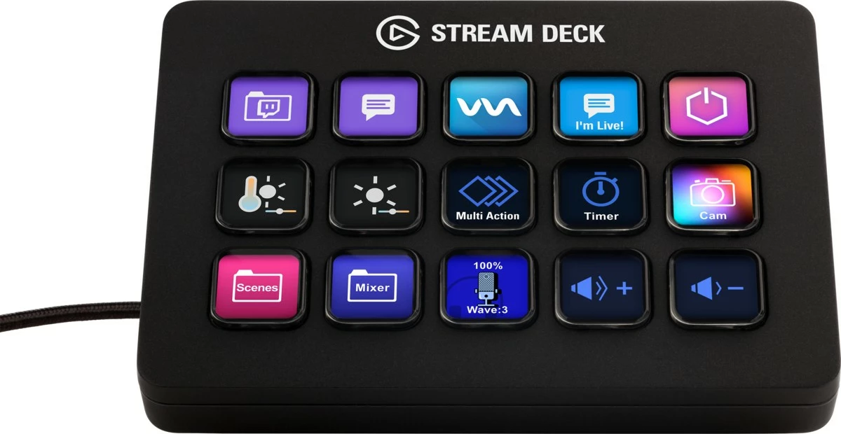 Kontrolnik z 15 programabilnimi gumbi, Elgato Stream Deck MK.2, 118 mm x 84 mm, črn