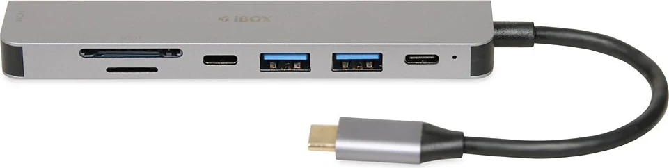Dock za prenosnik IBOX IUH3SL4K, USB 3.2 Gen 1 (3.1 Gen 1) Type-C, Power Delivery 100W, srebrn