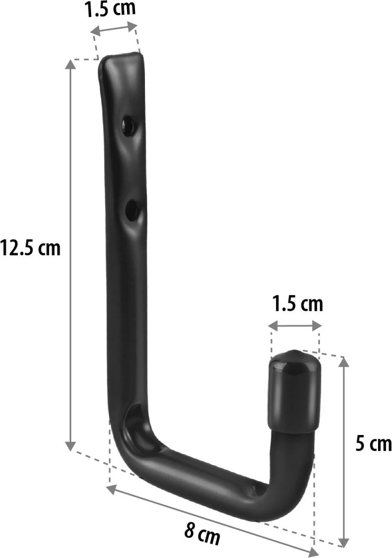 Stenski nosilec iz jekla Maclean MC-489, set 2 kosov, črn, max 22 kg