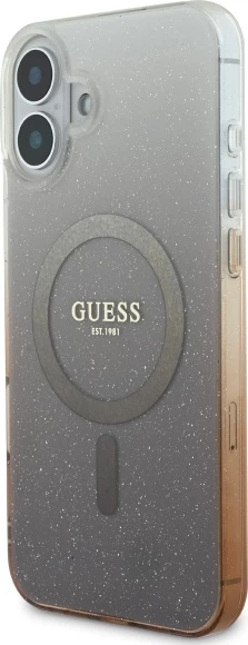 Ovitek za telefon IML Glitter Gradient MagSafe za iPhone 16, Guess, rjav