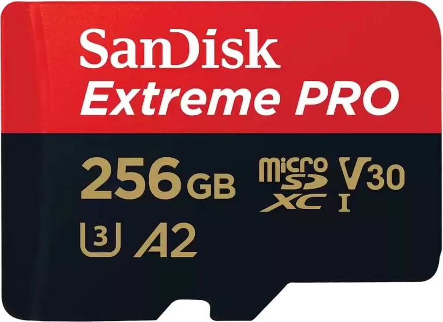 Kartica pomnilnika SanDisk Extreme PRO, 256 GB, MicroSDXC, Class 10, UHS-I, 200 MB/s, 140 MB/s, črno-rdeča