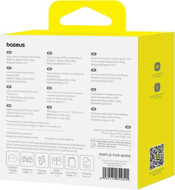 Brezžične slušalke Baseus AirGo 1 Ring, True Wireless Stereo, Bluetooth, črne