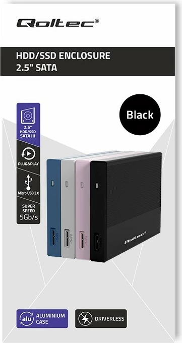 Zunanja ohišje za SSD/HDD 2,5" Qoltec, USB 3.0, 2TB, črno